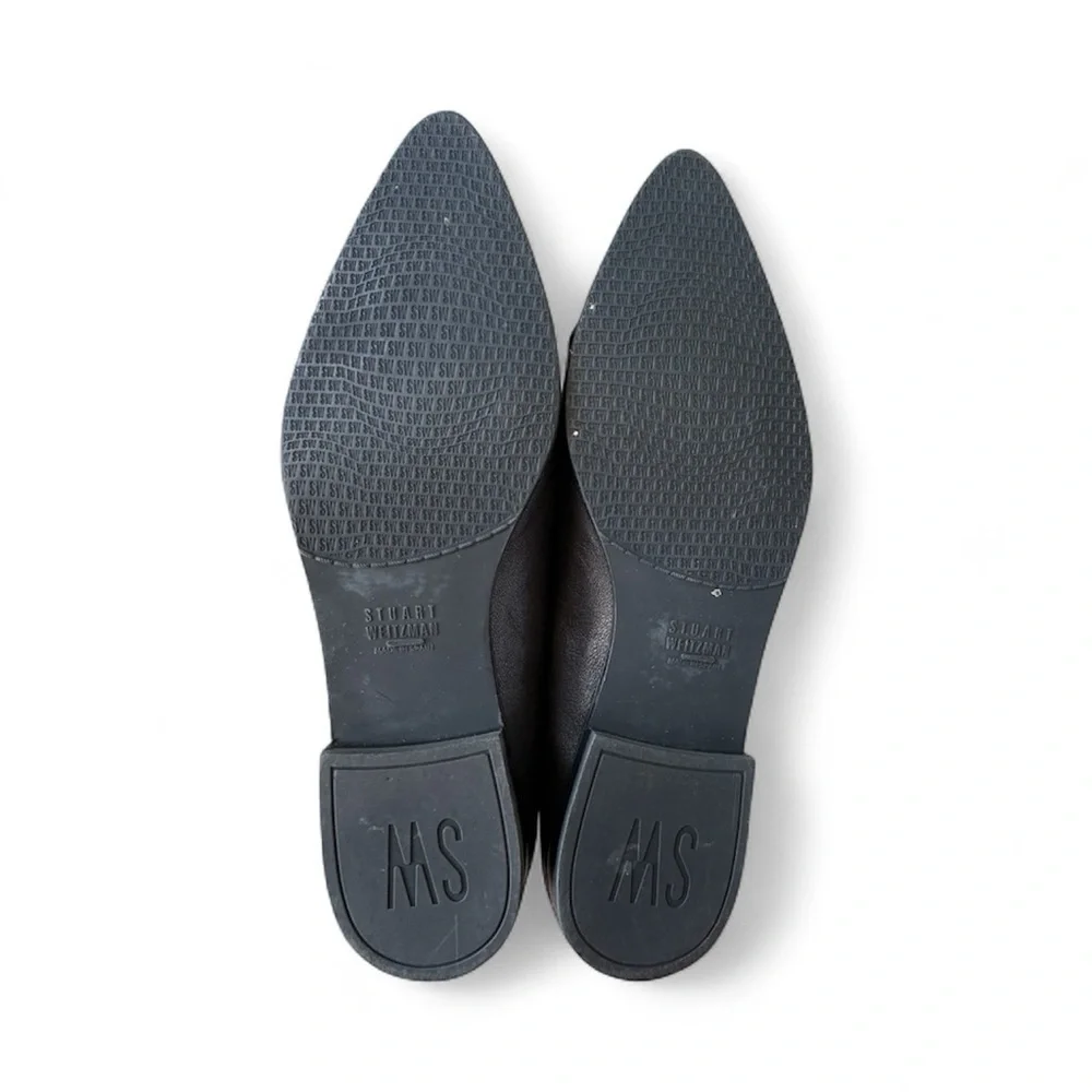 Stuart Weitzman Black Leather Avatass Pointed Toe Loafer Flats Size 7.5
